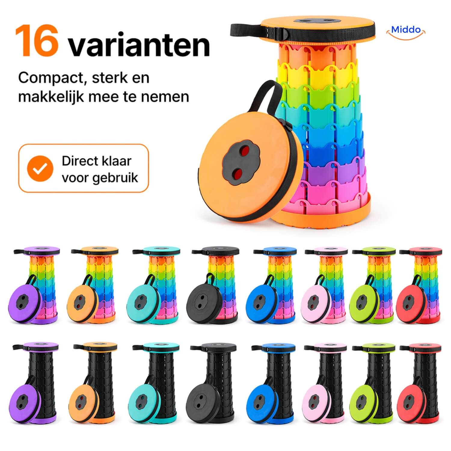 FlexiStool™ Verstelbare Telescopische Kruk met Antislipoppervlak