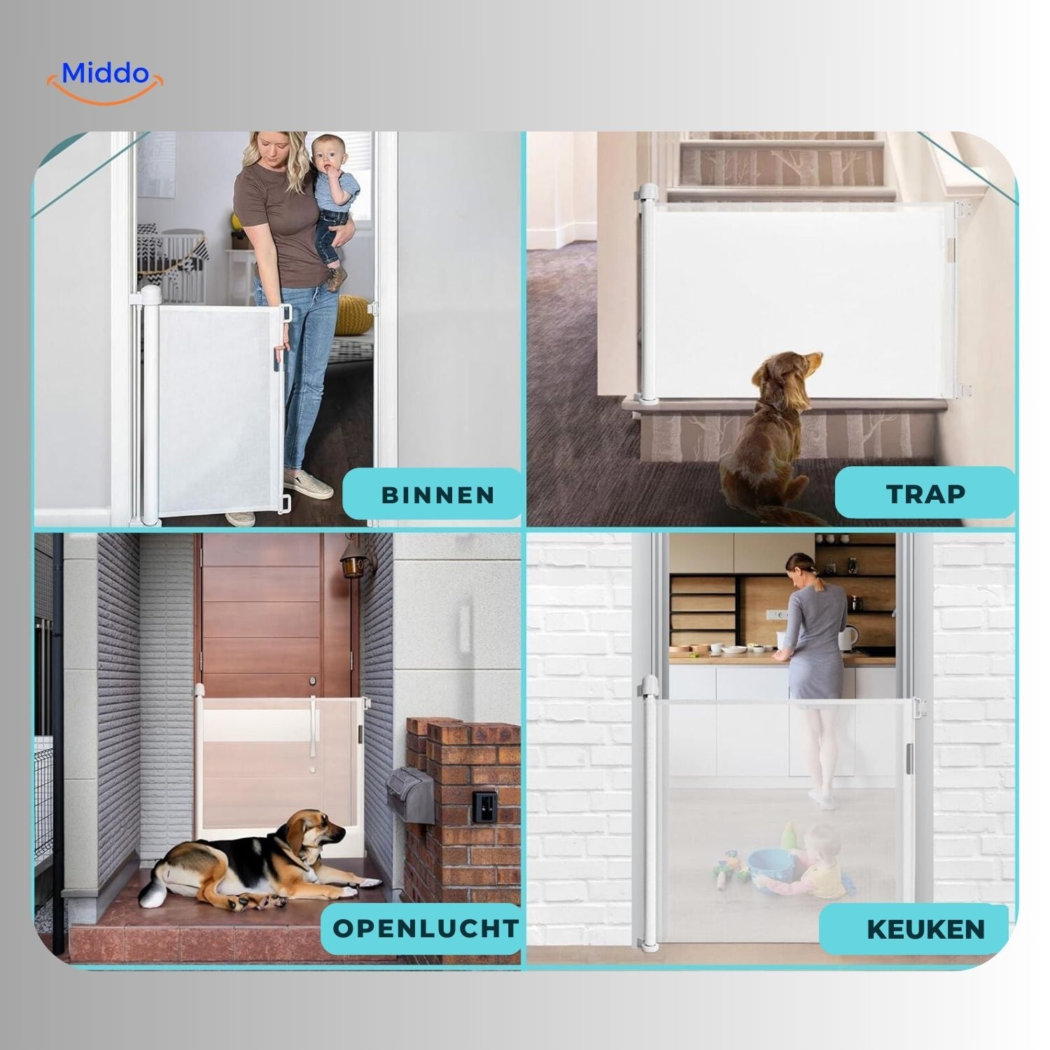 SafeGuard™ Oprolbaar Traphekje | Verstelbare Trapveiligheidshek