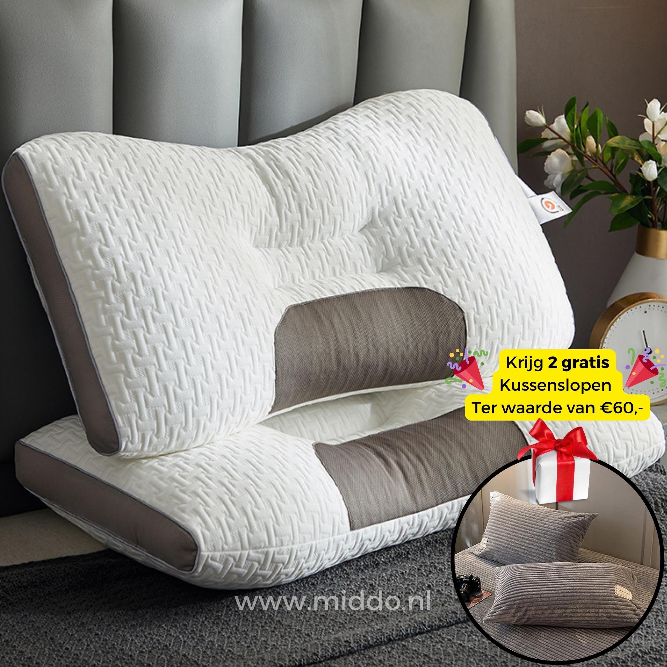 Neksteun Hoofdkussen voor Rug- als Zijslapers: DreamGuard Pro™ + Gratis Fluwelen Fleece Kussenslopen!