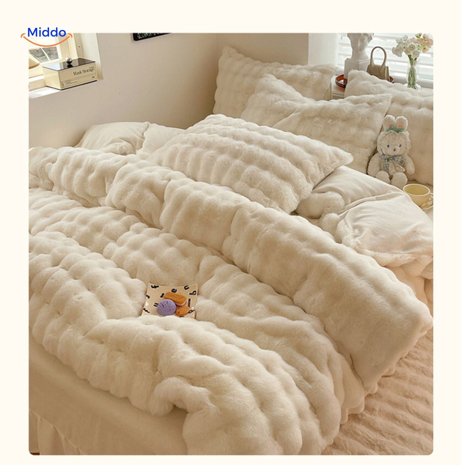 SnuggleBunny™ Pluche Set | 4 Delig Dekbedovertrekset Super Zacht en Comfortabel