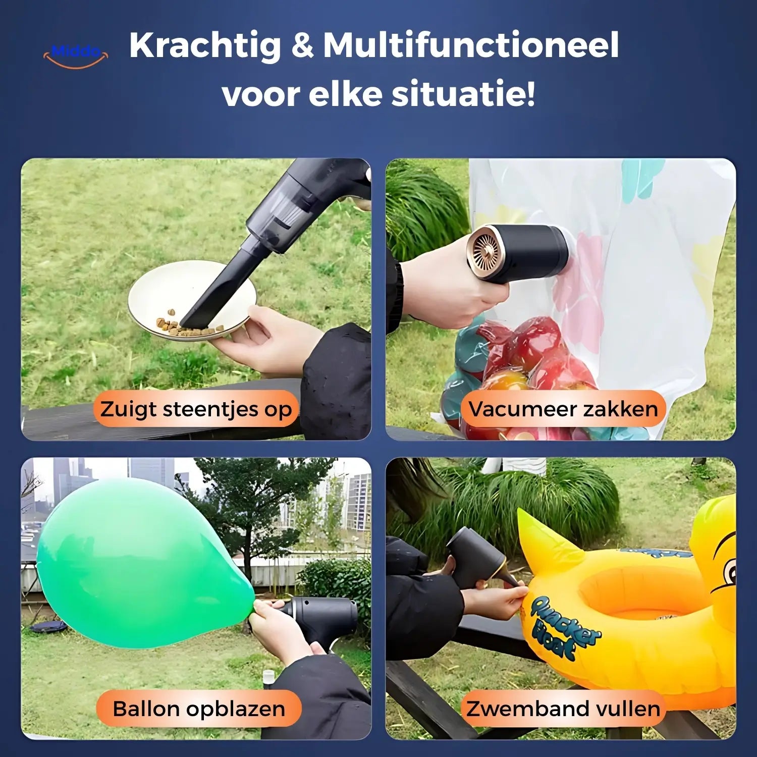 TurboVacuum™ 2.0 Pro – Draadloze Mini Stofzuiger & Blazer voor Bureau, Auto en Moeilijke Hoekjes
