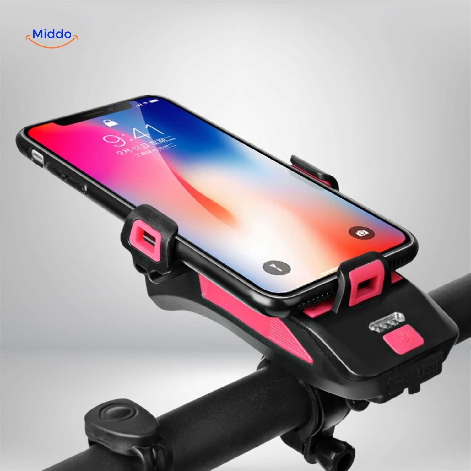 CycloMax™ Fietsgadget | Telefoonhouder, powerbank, licht & claxon
