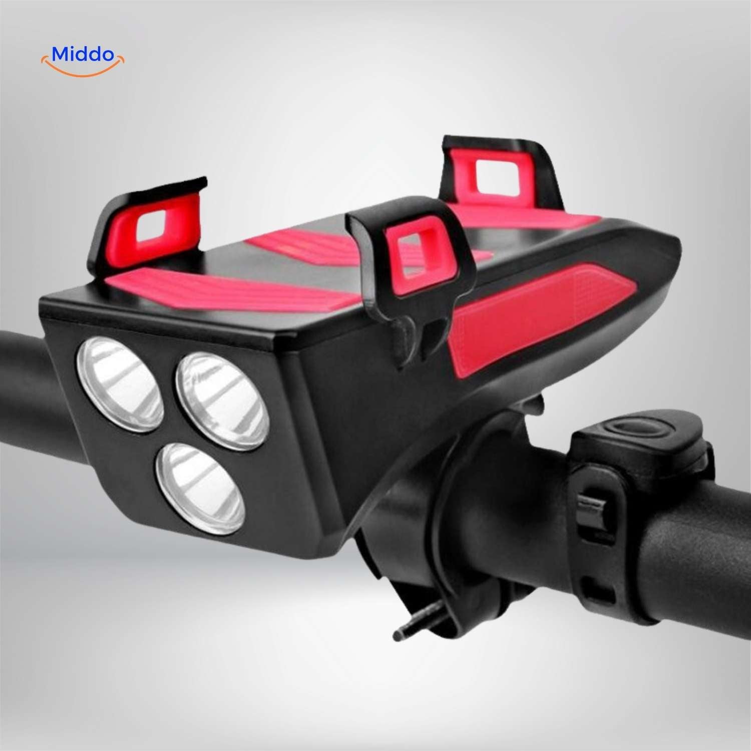 CycloMax™ Fietsgadget | Telefoonhouder, powerbank, licht & claxon