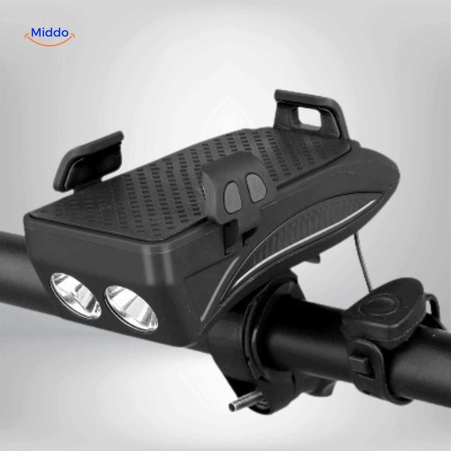 CycloMax™ Fietsgadget | Telefoonhouder, powerbank, licht & claxon
