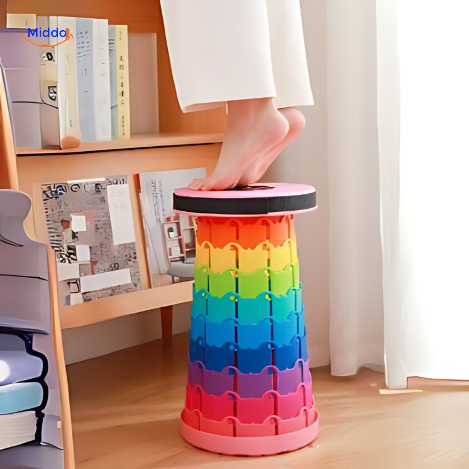 FlexiStool™ Verstelbare Telescopische Kruk met Antislipoppervlak
