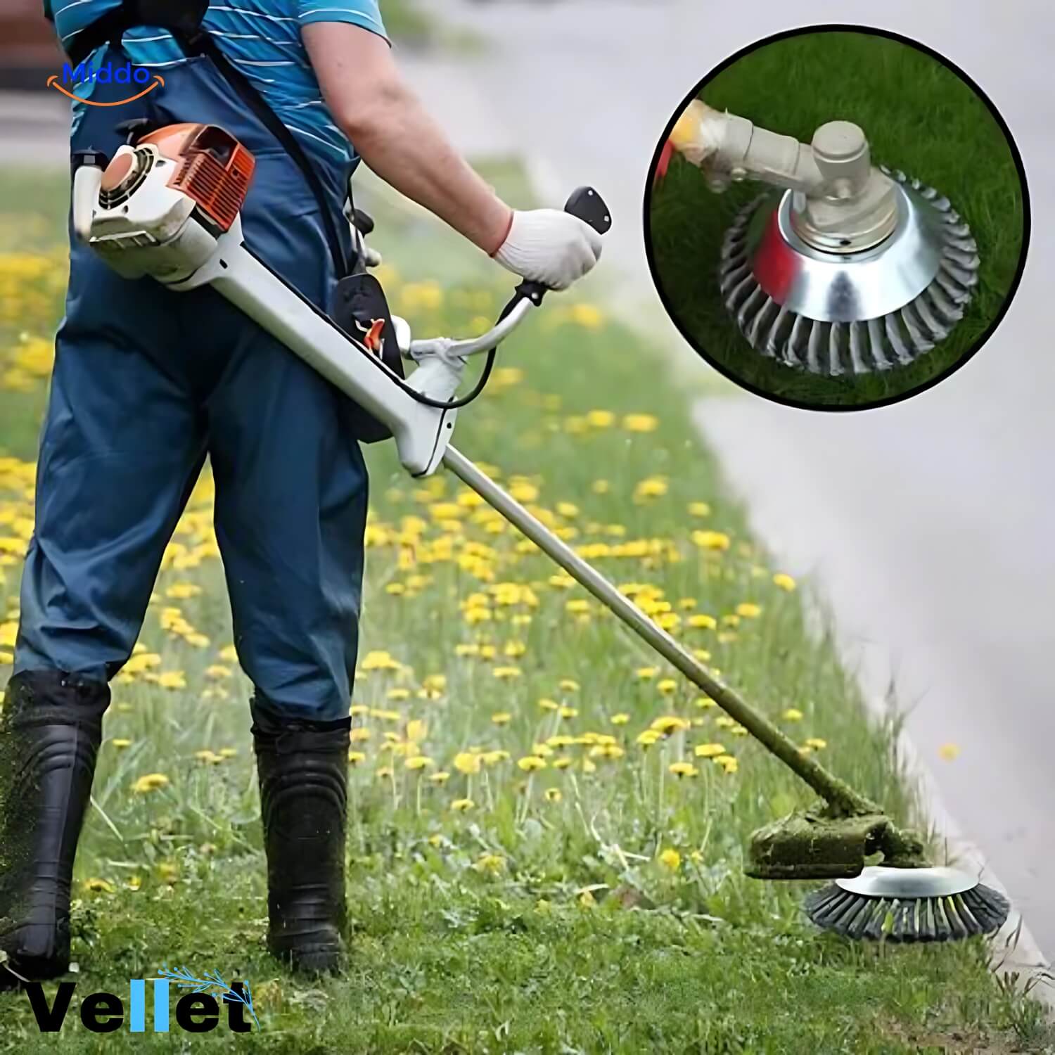 Weedmaster™ | Naadloze Onkruidborstel Met Draadwielen Voor Gazon- En Tuinonderhoud