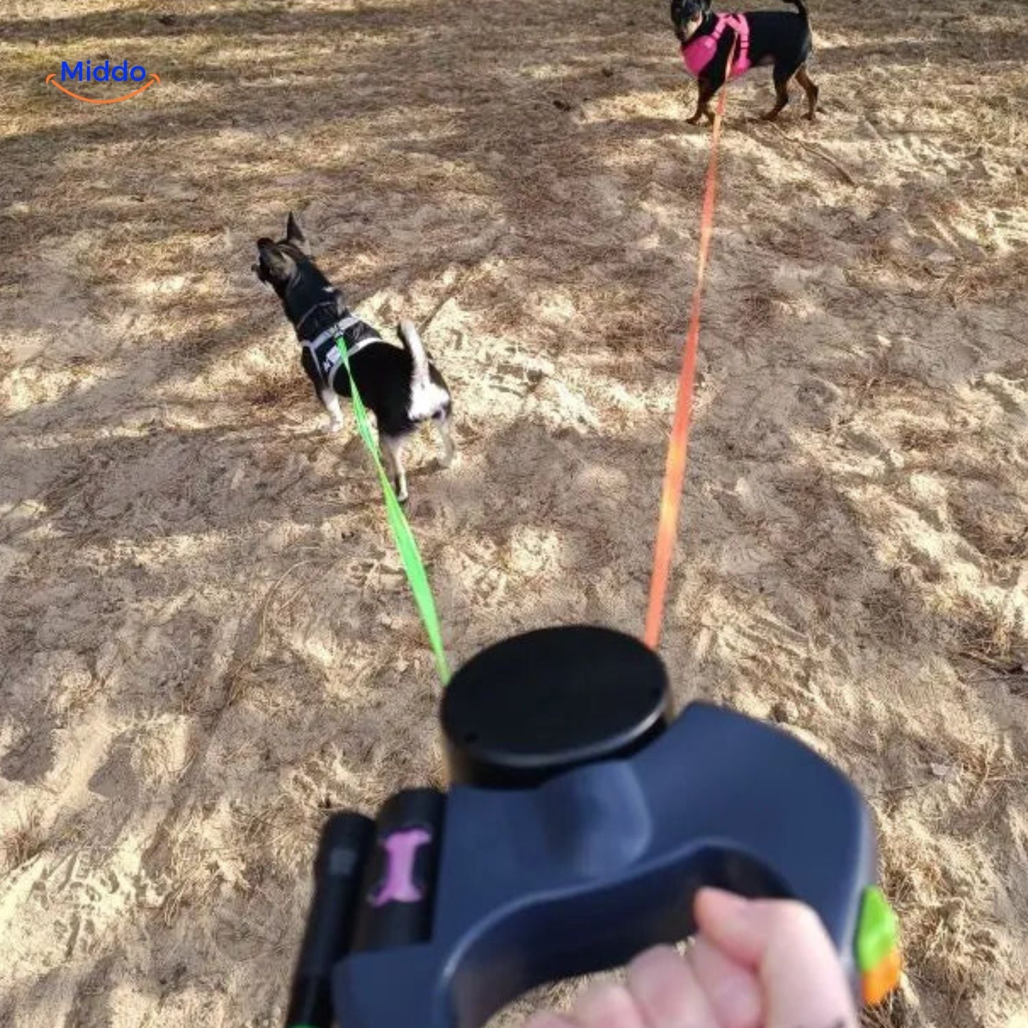 Twintails™ Easywalk | 2-in-1 Intrekbare Lijn Voor Kleine En Middelgrote Honden