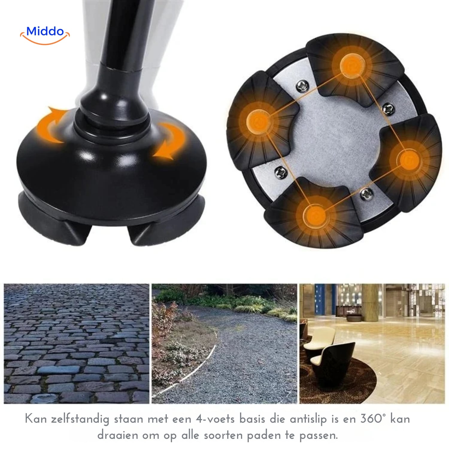 AluCare™ Opvouwbare Wandelstok – Verstelbaar met LED-licht en Gripvoet