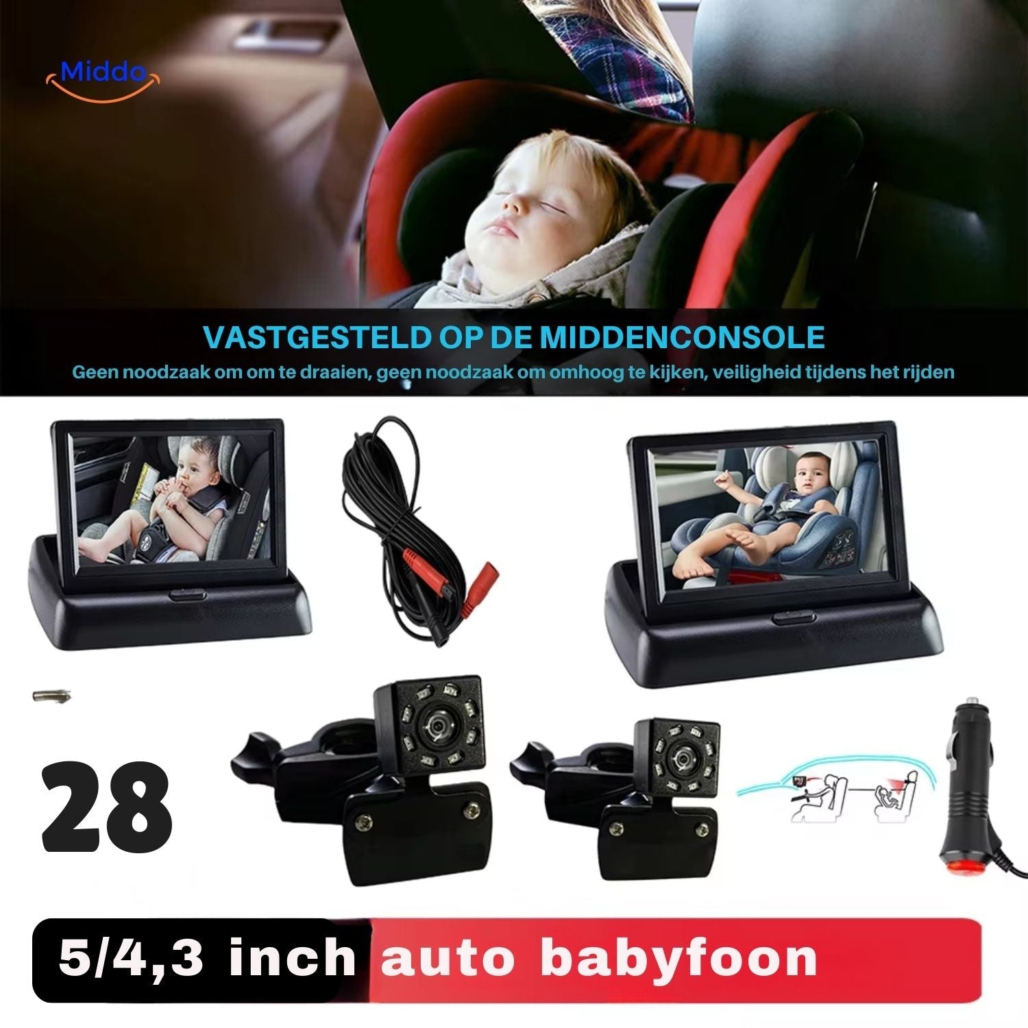BabyGuard™ Stoel Camera | Veilig en Helder Zicht op je Baby tijdens het Rijden