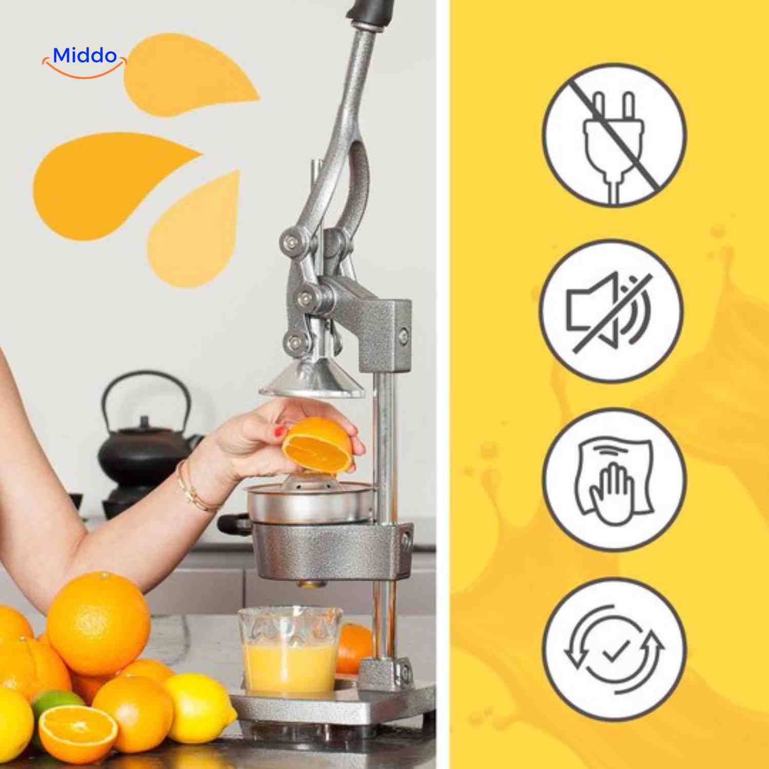 Citripress™ Juicer | Gietijzer, Citrus Pers & Vers Sap Gemakkelijk