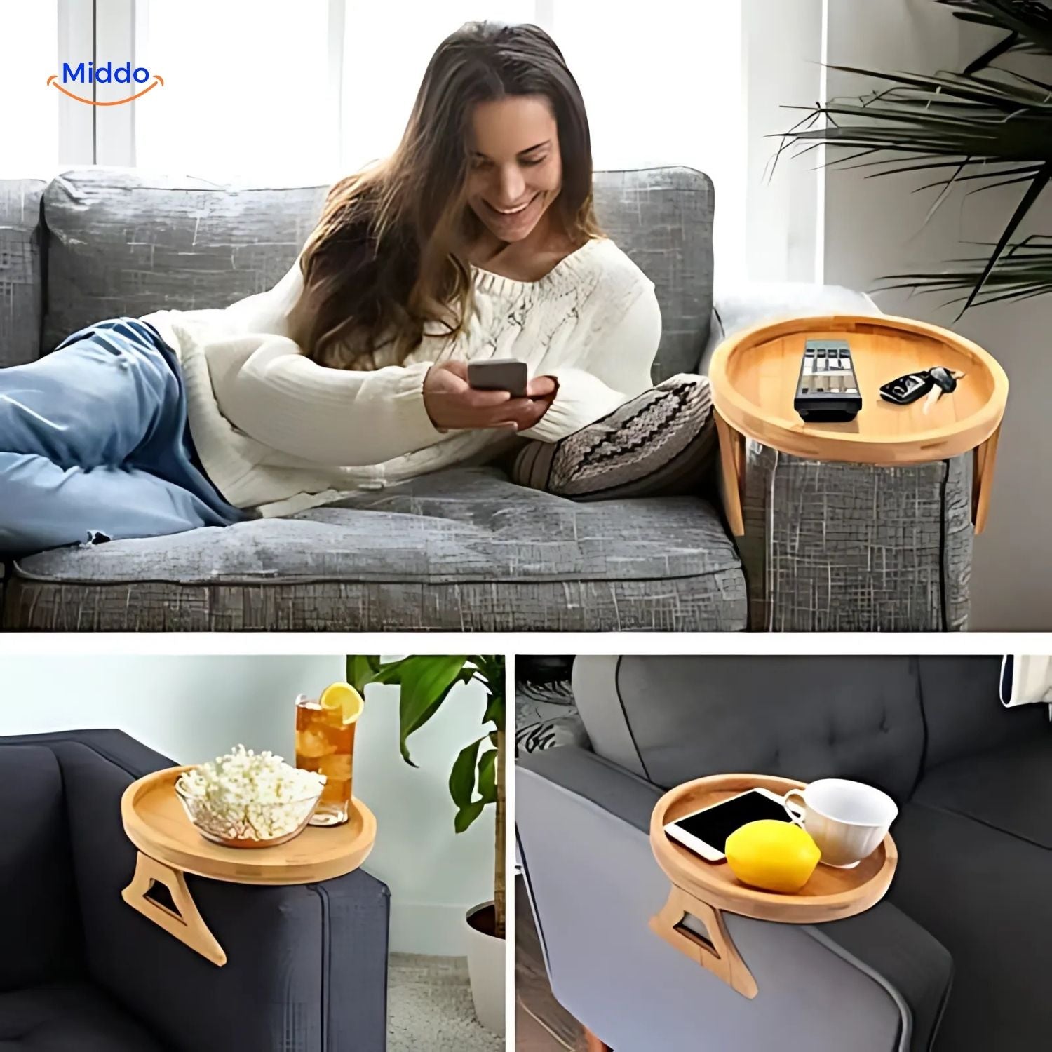 ComfyGrip™ Sofatafel | Vouwbare Armleuningtafel voor Snacks & Drankjes