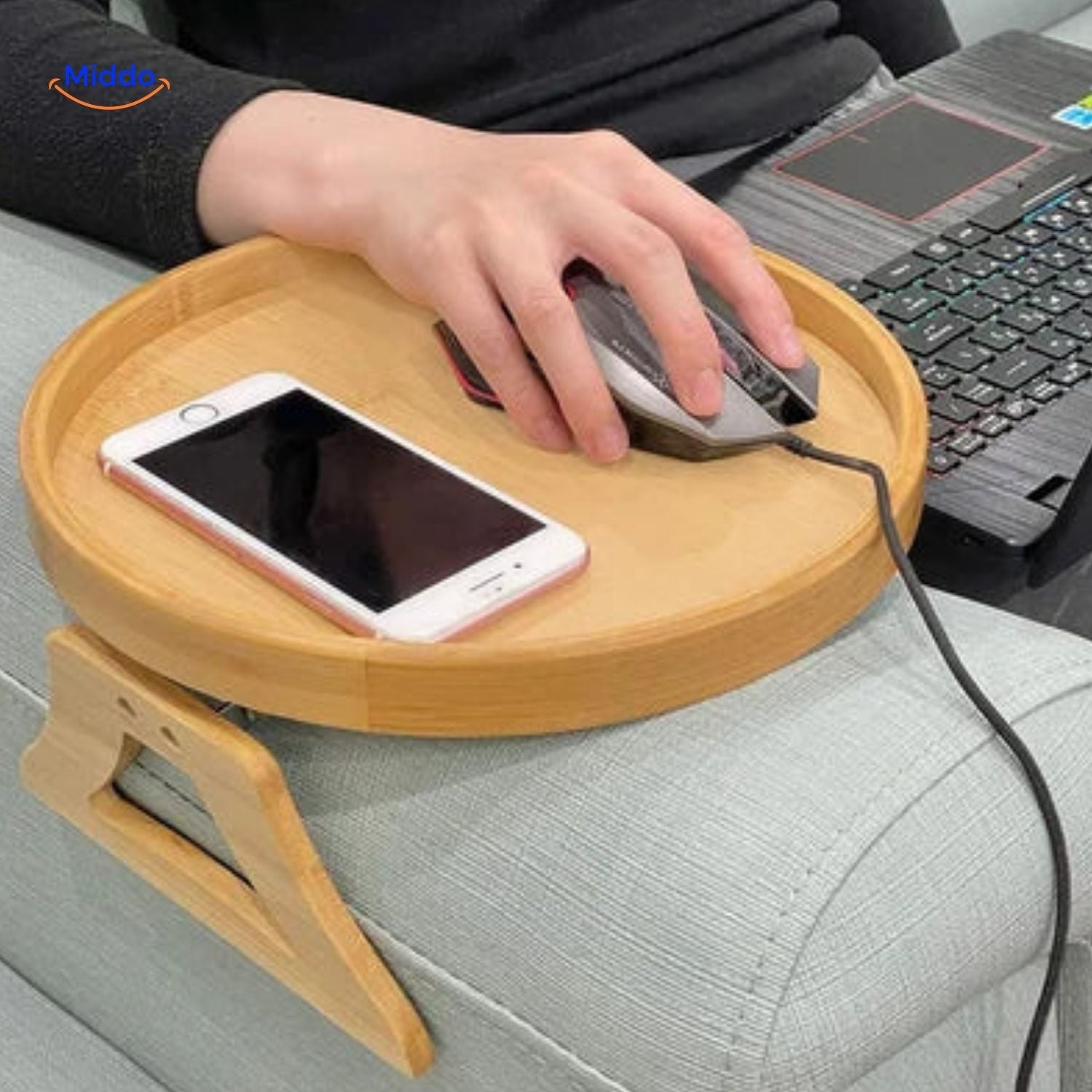 ComfyGrip™ Sofatafel | Vouwbare Armleuningtafel voor Snacks & Drankjes