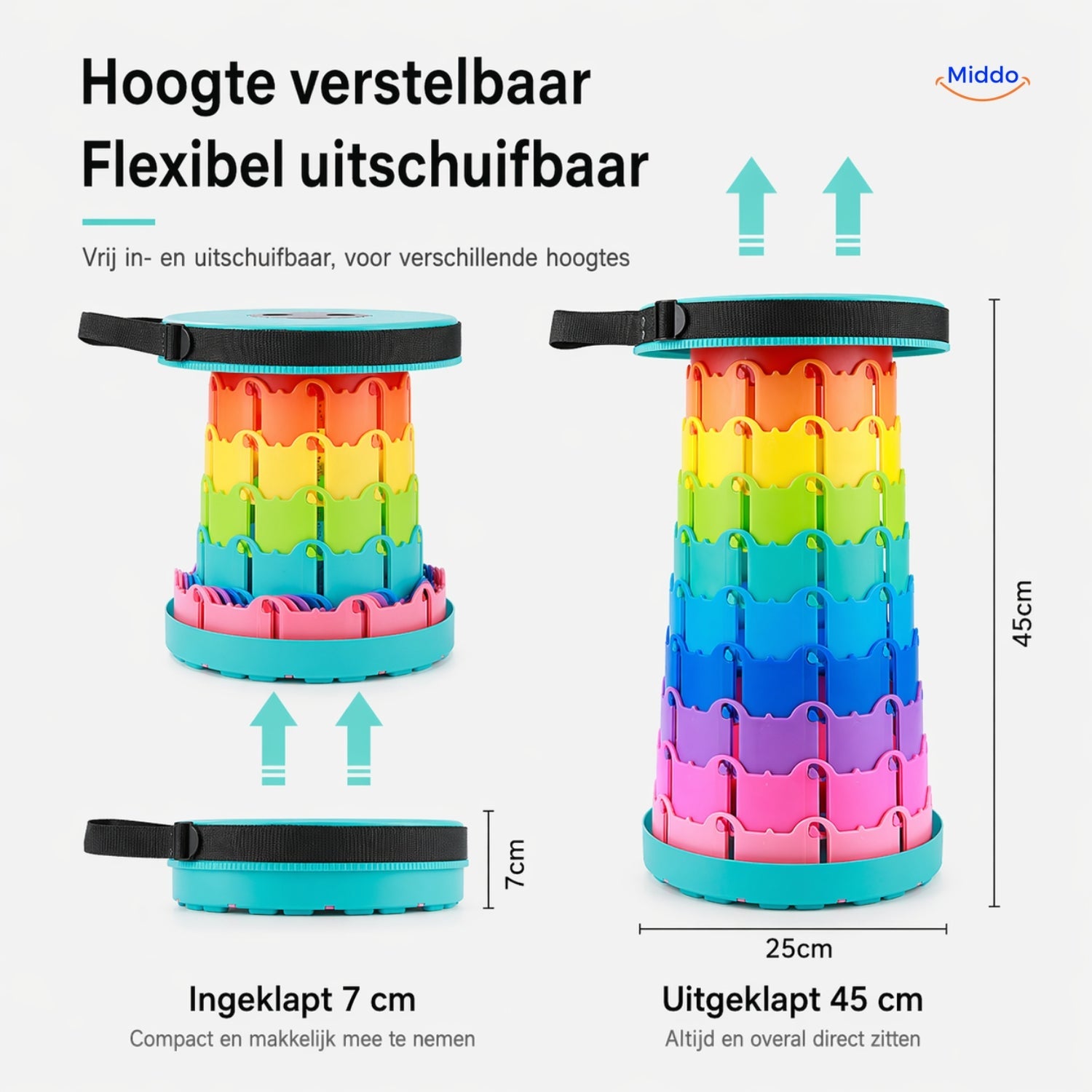 FlexiStool™ Verstelbare Telescopische Kruk met Antislipoppervlak