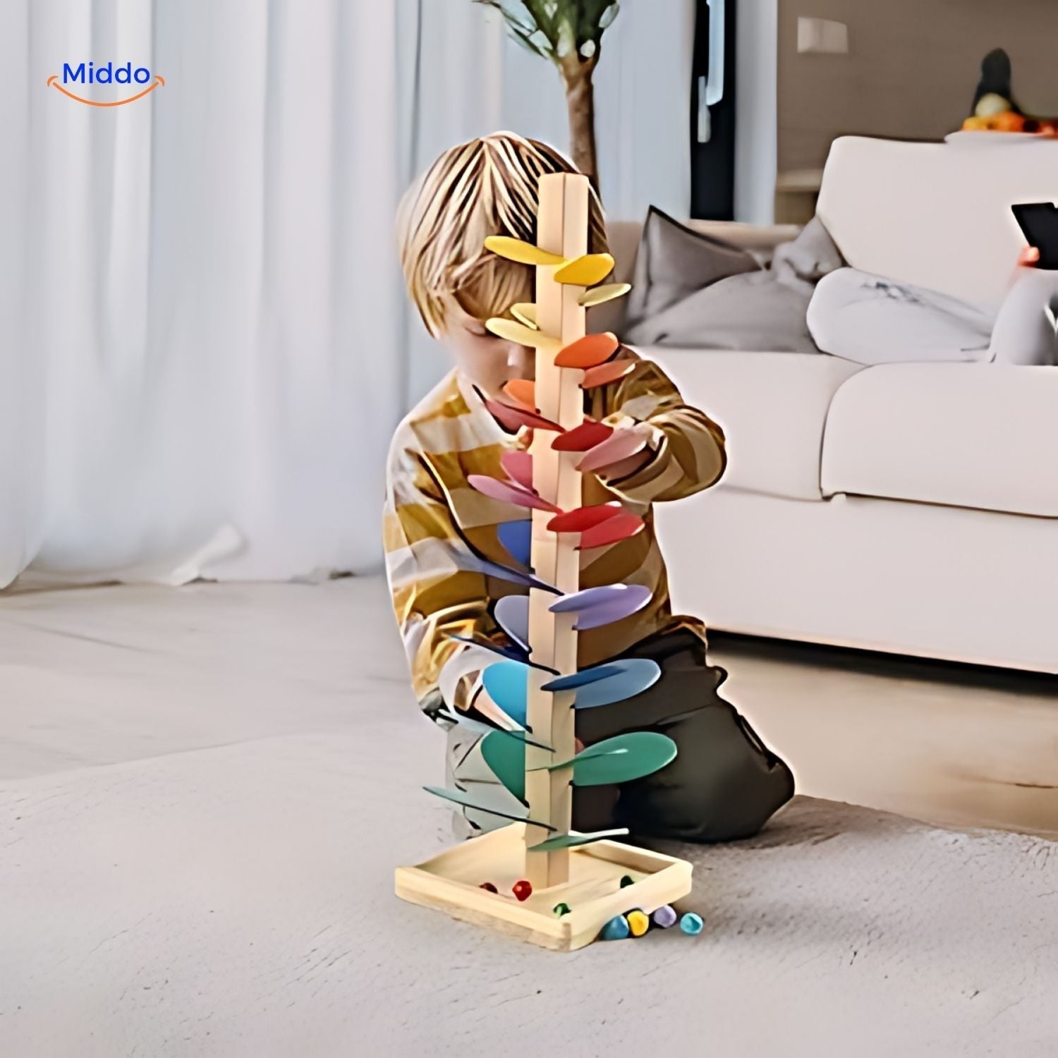 LearnPlay™ Ballenbaan Boom | Educatief Houten Speelgoed voor Kinderen