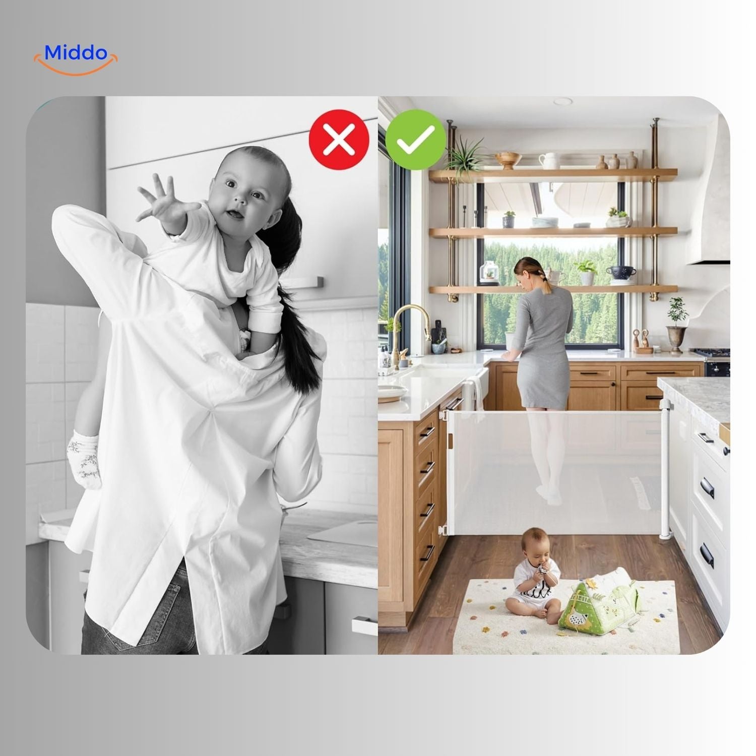 SafeGuard™ Oprolbaar Traphekje | Verstelbare Trapveiligheidshek