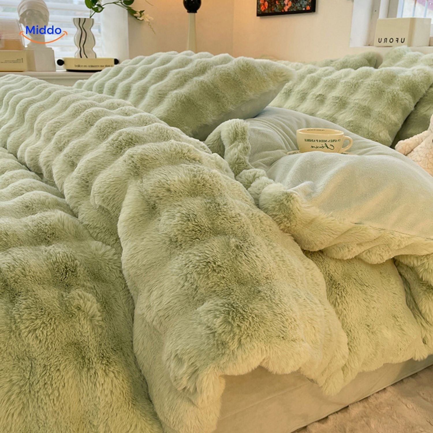 SnuggleBunny™ Pluche Set | 4 Delig Dekbedovertrekset Super Zacht en Comfortabel
