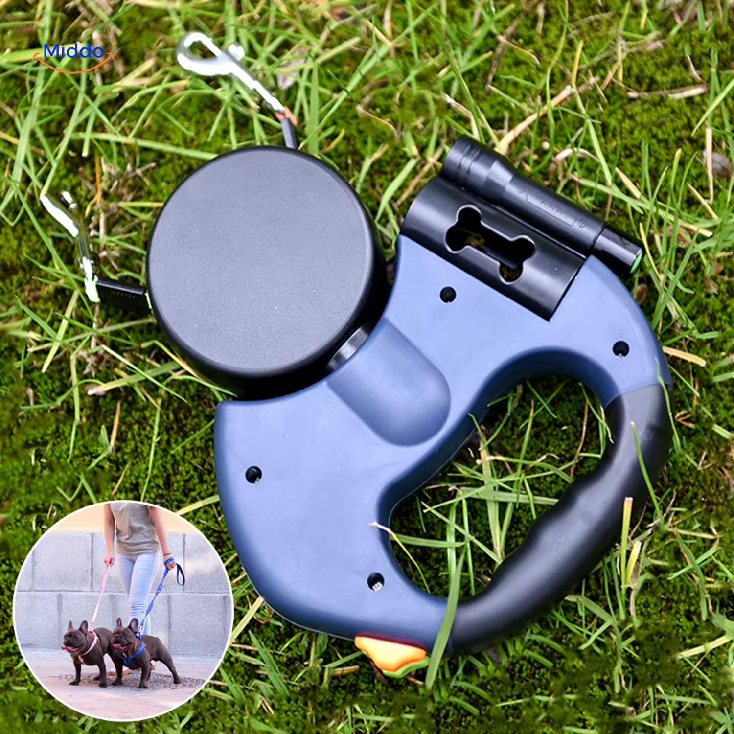 Twintails™ Easywalk | 2-in-1 Intrekbare Lijn Voor Kleine En Middelgrote Honden
