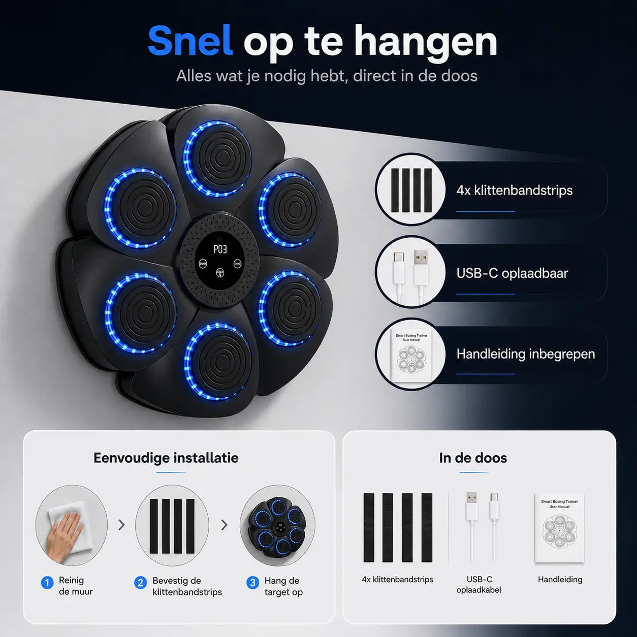 BoxPro™ Smart Muziek Boksmachine – Interactief Boksen voor Thuis