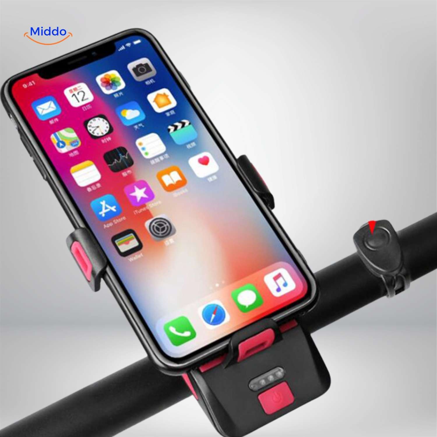 CycloMax™ Fietsgadget | Telefoonhouder, powerbank, licht & claxon