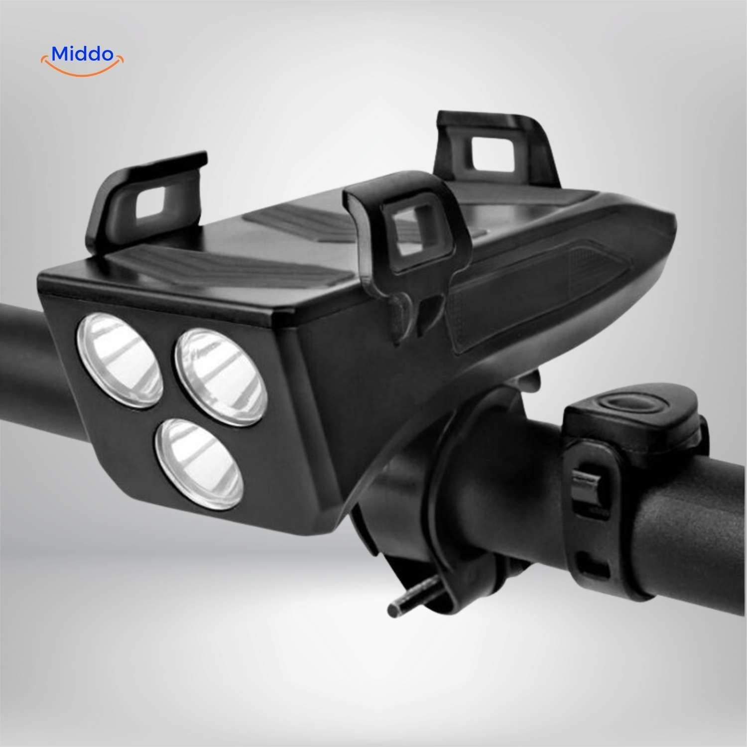 CycloMax™ Fietsgadget | Telefoonhouder, powerbank, licht & claxon
