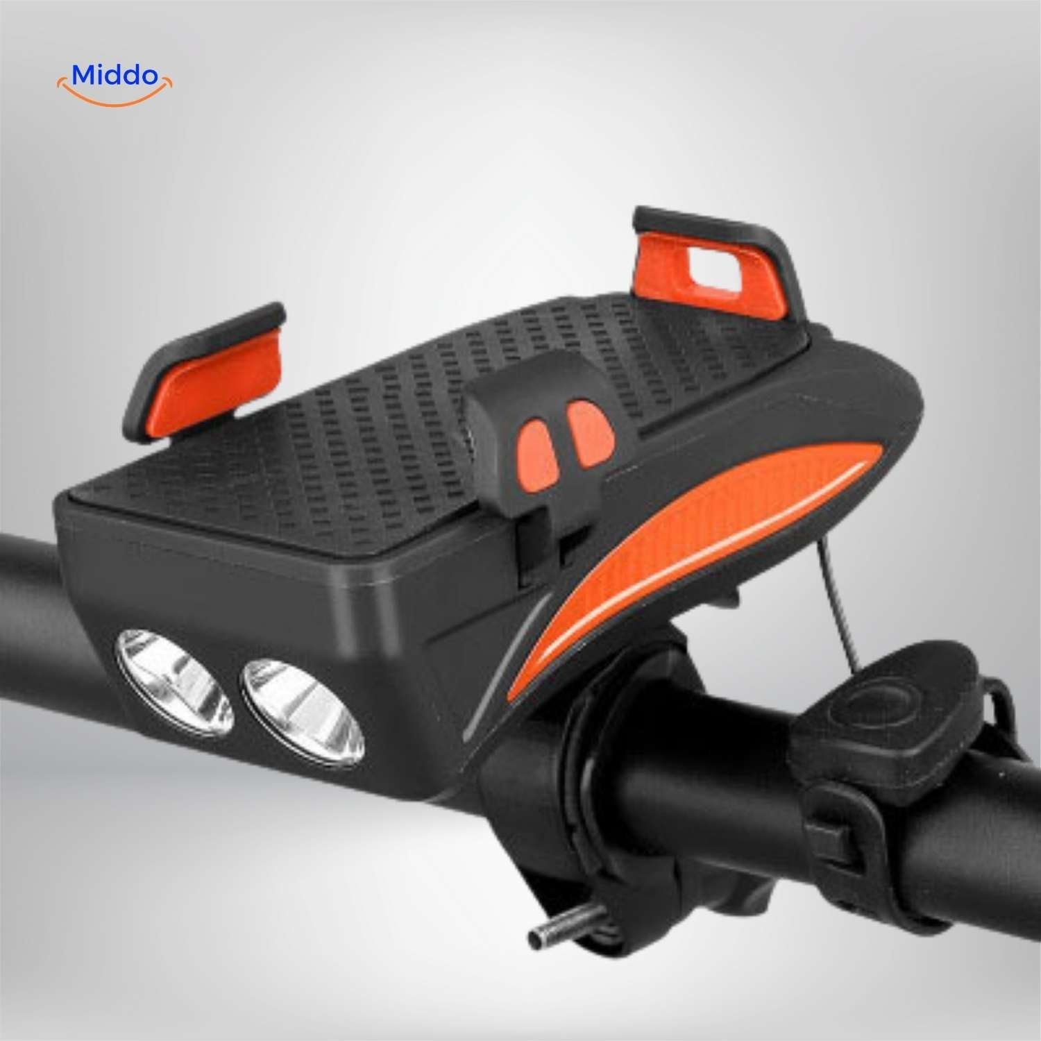 CycloMax™ Fietsgadget | Telefoonhouder, powerbank, licht & claxon