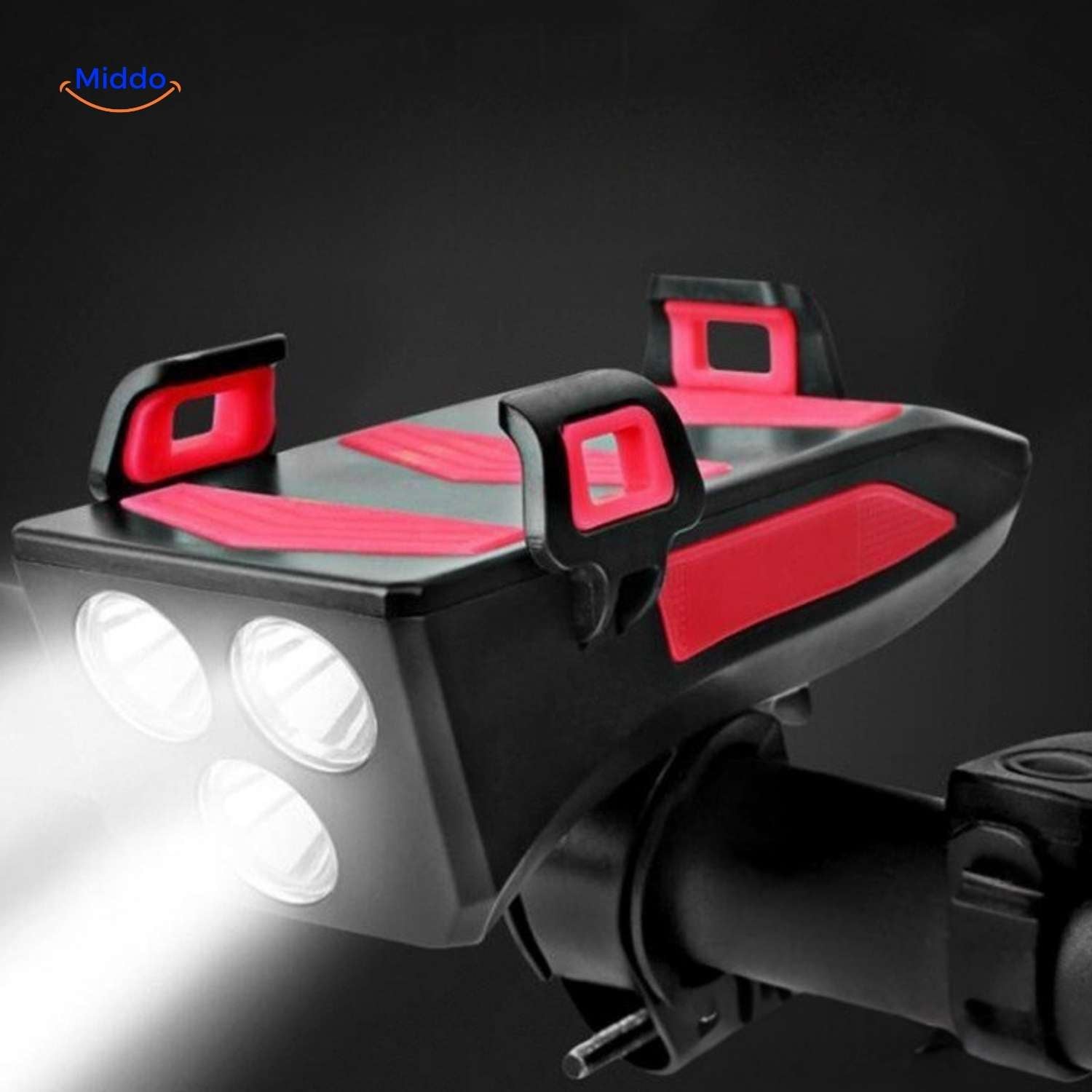 CycloMax™ Fietsgadget | Telefoonhouder, powerbank, licht & claxon