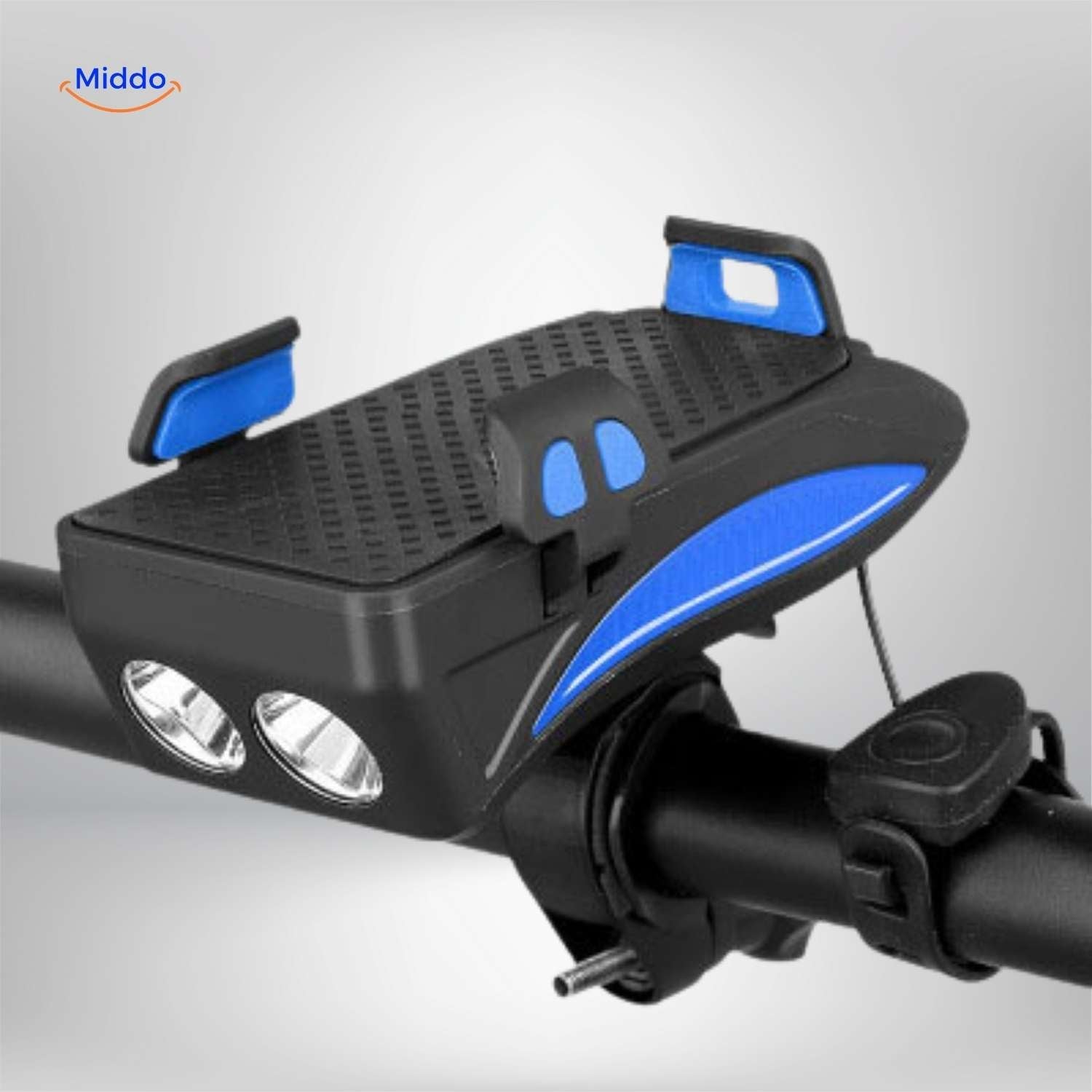CycloMax™ Fietsgadget | Telefoonhouder, powerbank, licht & claxon