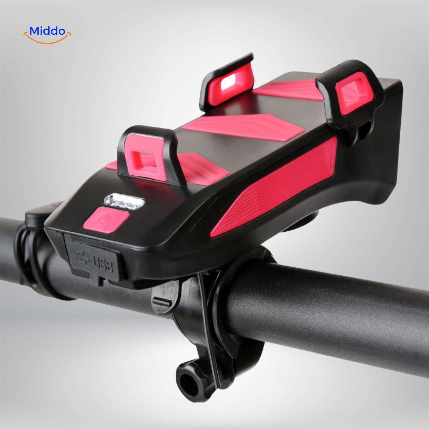 CycloMax™ Fietsgadget | Telefoonhouder, powerbank, licht & claxon