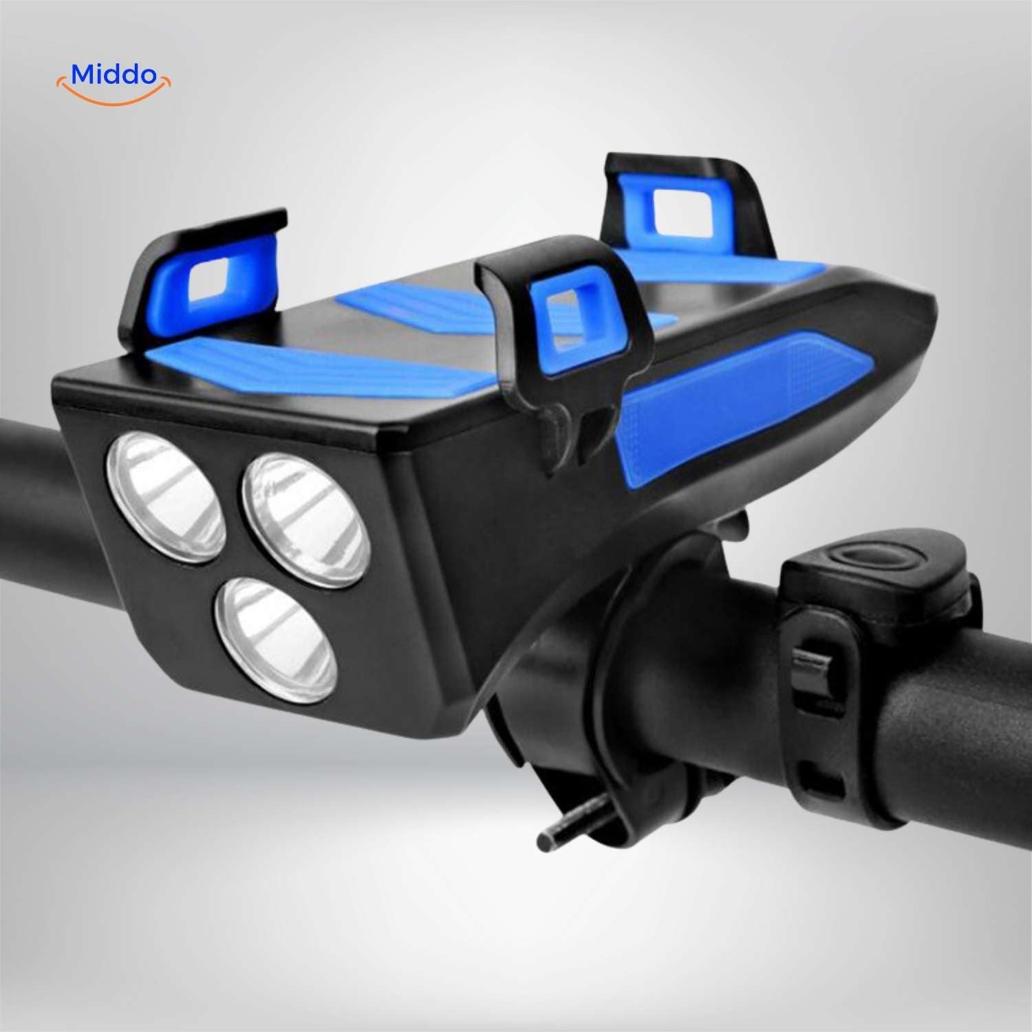 CycloMax™ Fietsgadget | Telefoonhouder, powerbank, licht & claxon