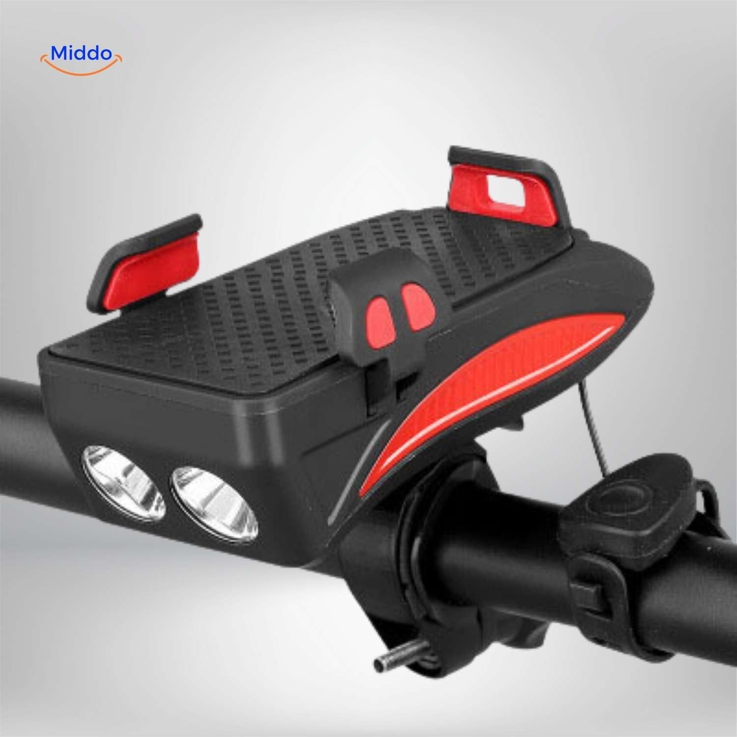 CycloMax™ Fietsgadget | Telefoonhouder, powerbank, licht & claxon