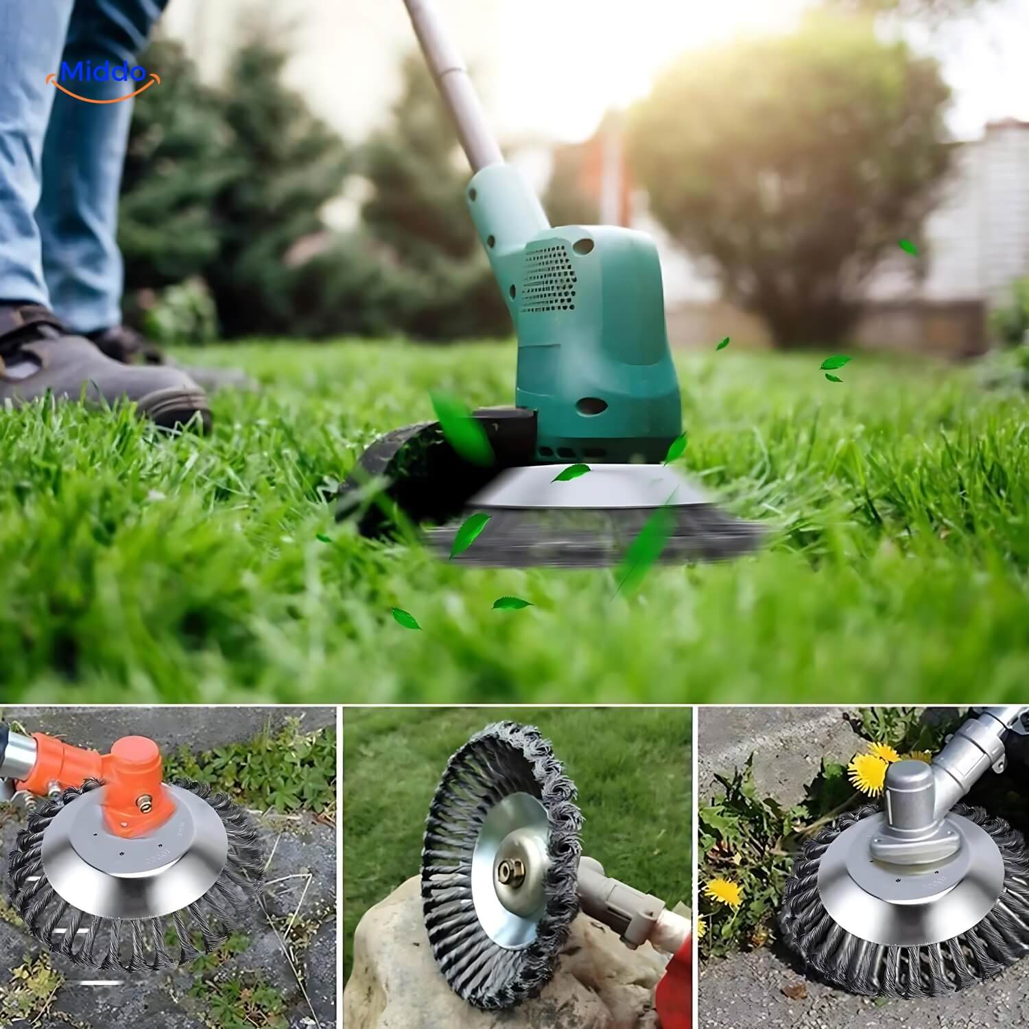 Weedmaster™ | Naadloze Onkruidborstel Met Draadwielen Voor Gazon- En Tuinonderhoud